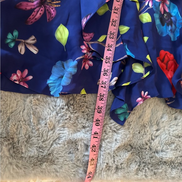 Parker Blue Holly Ruffle Floral Silk Viscose Dress In Valencia Eclipse NWT 16 - Picture 16 of 16